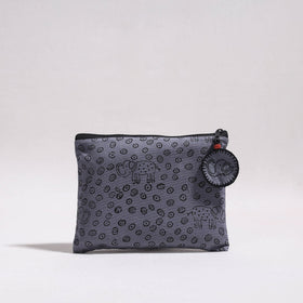  Kantha Work Block Print Cotton Utility Pouch 