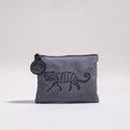  Kantha Work Block Print Cotton Utility Pouch 