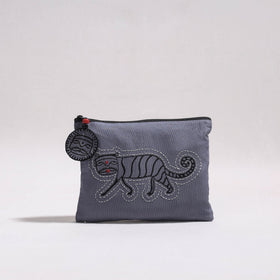  Kantha Work Block Print Cotton Utility Pouch 