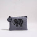  Kantha Work Block Print Cotton Utility Pouch 