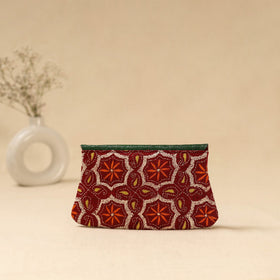 Hand clutch with embossed leather flap 19 - handcrafted