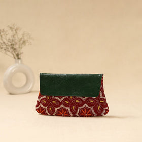 Hand clutch with embossed leather flap 19 - handcrafted