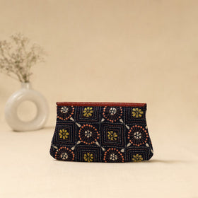 Hand clutch with embossed leather flap 21 - handcrafted