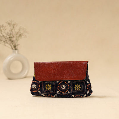 Hand clutch with embossed leather flap 21 - handcrafted