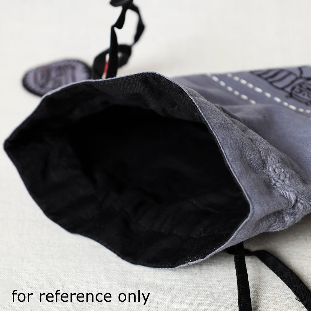  Kantha Work Block Print Cotton Potli Bag 