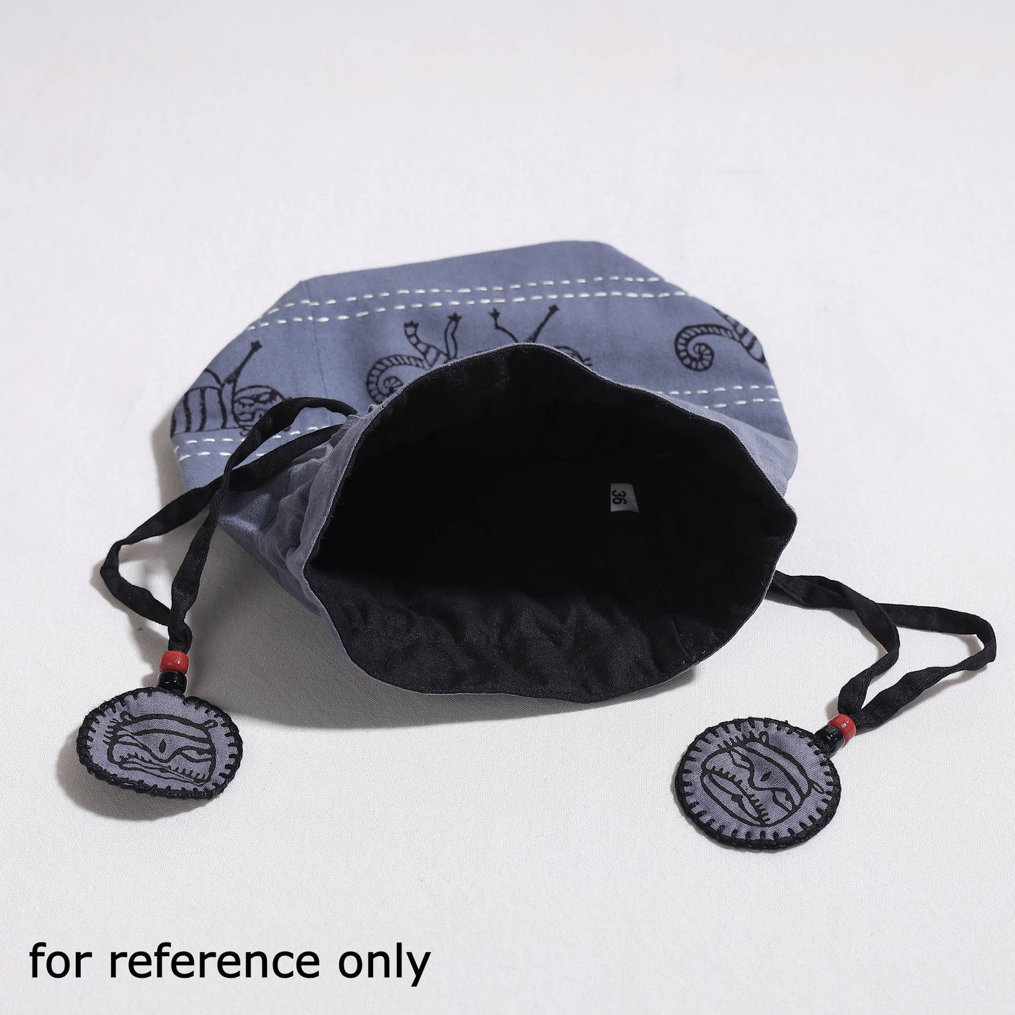  Kantha Work Block Print Cotton Potli Bag 