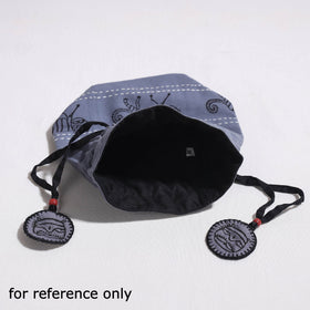  Kantha Work Block Print Cotton Potli Bag 