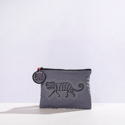  Kantha Work Block Print Cotton Utility Pouch 