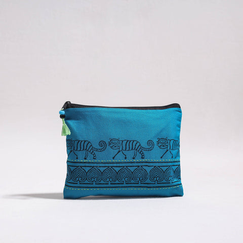  Kantha Work Block Print Cotton Utility Pouch 
