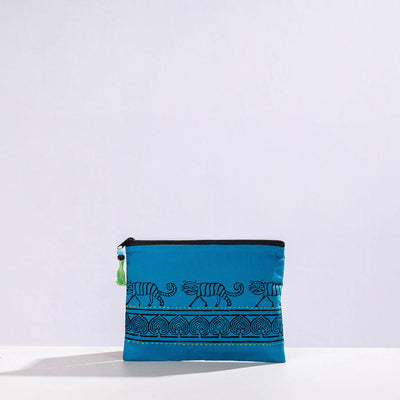  Kantha Work Block Print Cotton Utility Pouch 