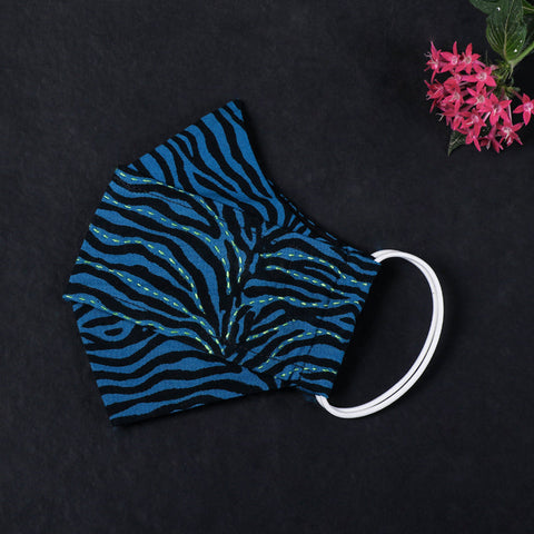  Kantha Work Hand Block Print Cotton 2 Layer Maska Snug Fit Face Cover 