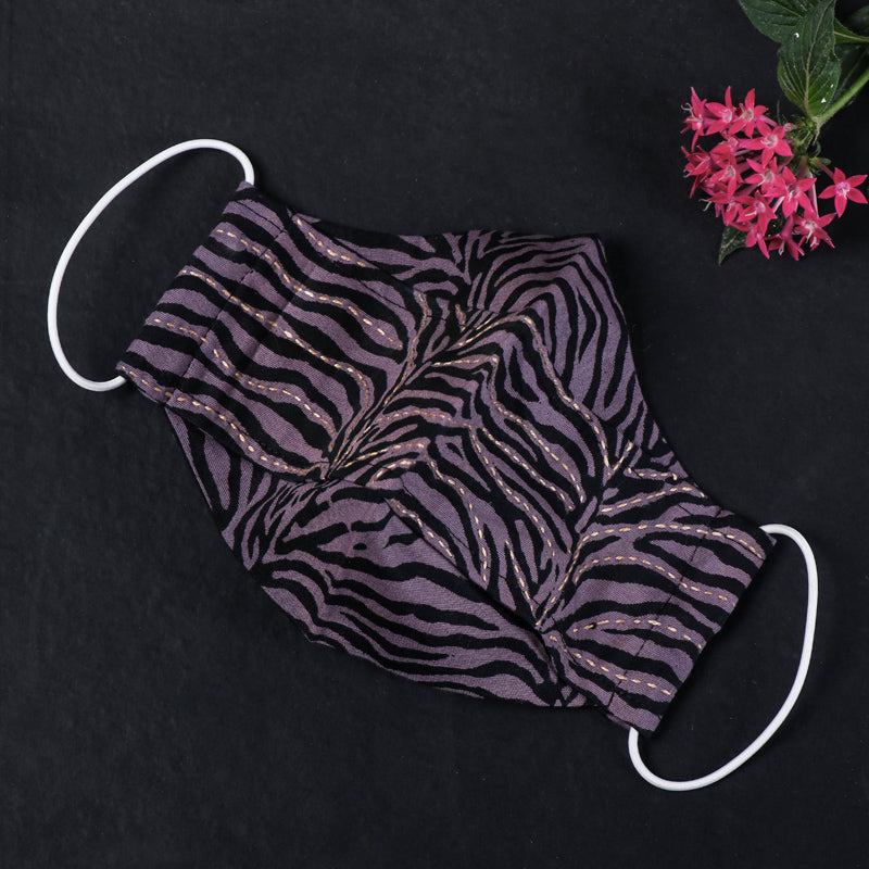  Kantha Work Hand Block Print Cotton 2 Layer Maska Snug Fit Face Cover 