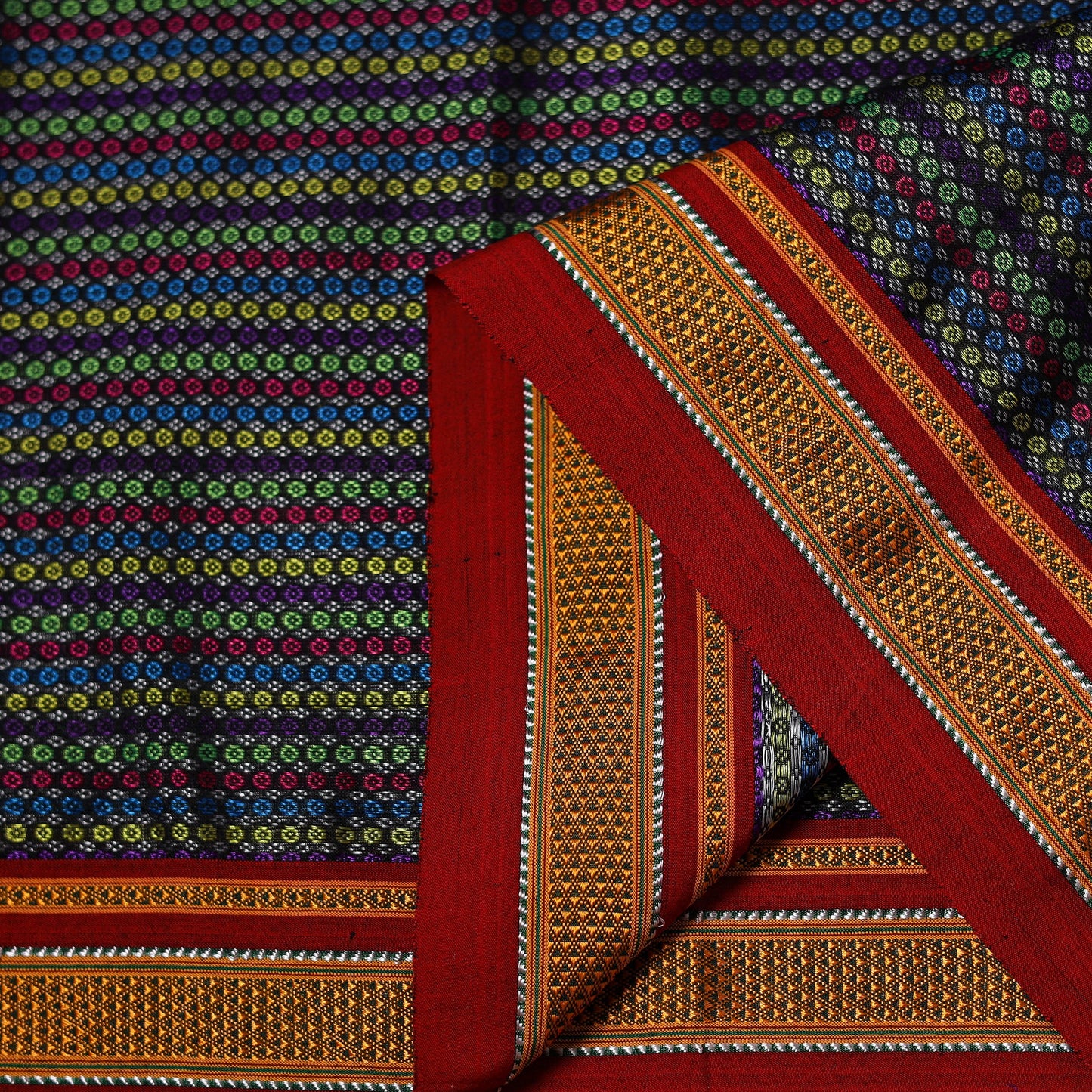 Karnataka weave cotton khun fabric 30 - handcrafted