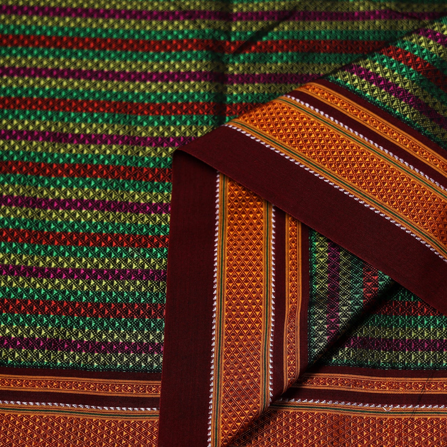 Karnataka weave cotton khun fabric 33 - handcrafted