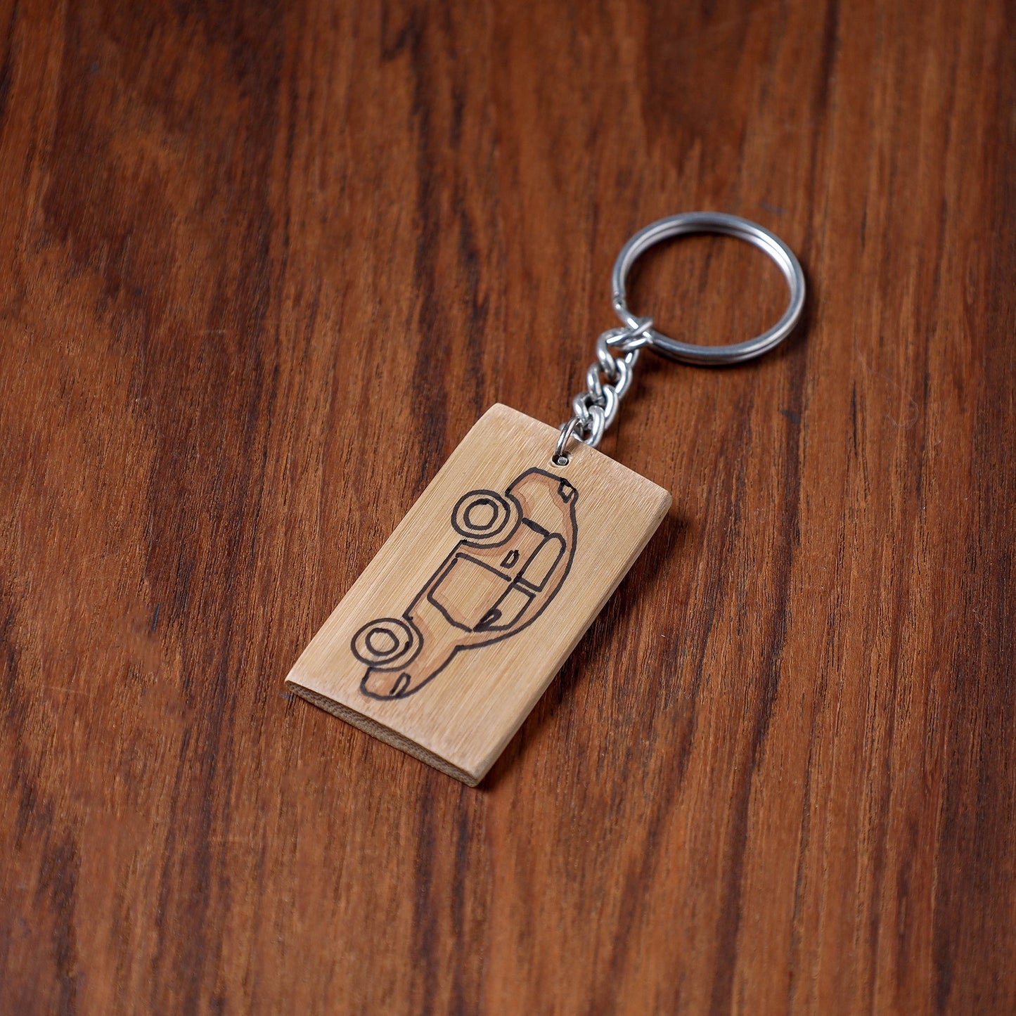  Kerala Handpainted Bamboo Keychain 