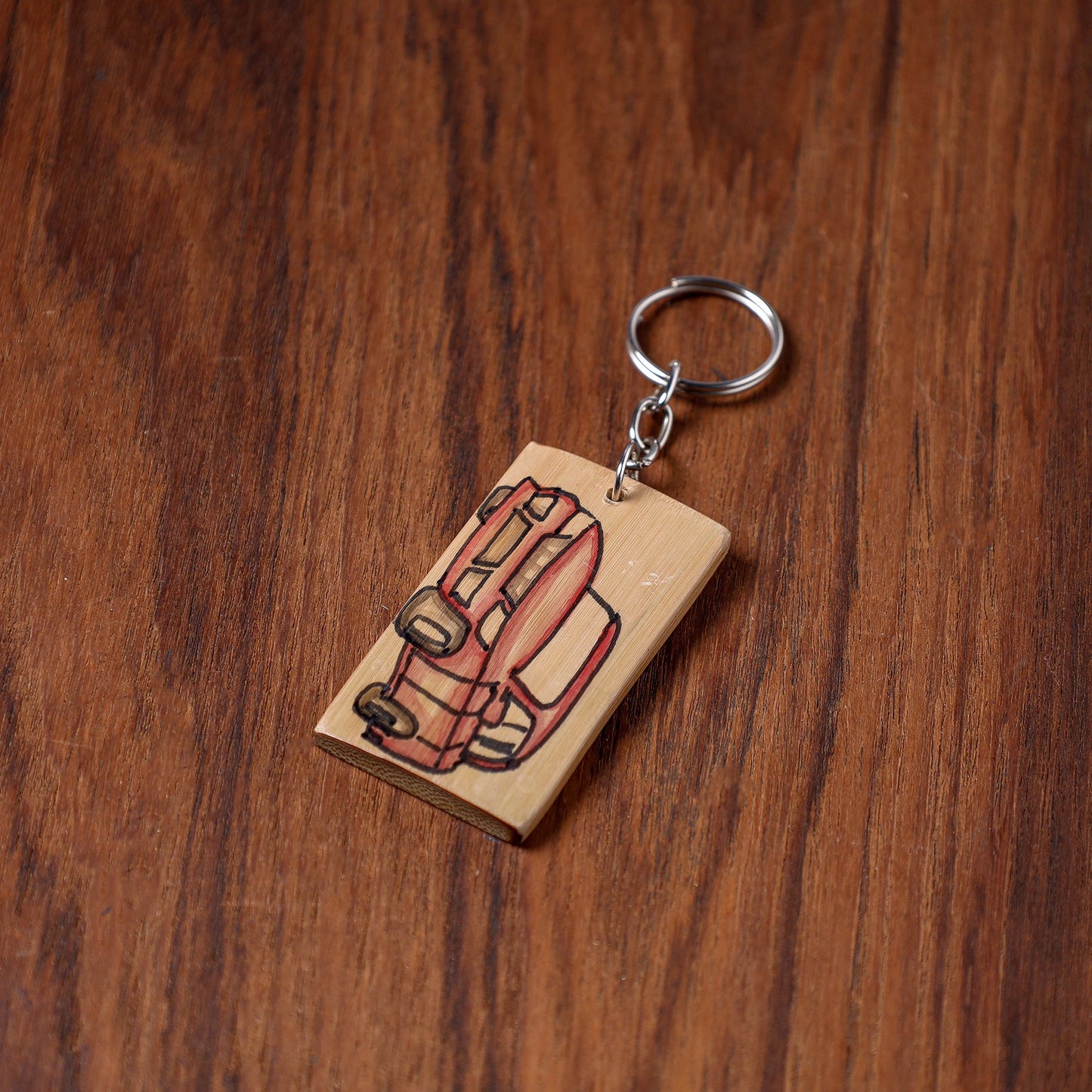  Kerala Handpainted Bamboo Keychain 