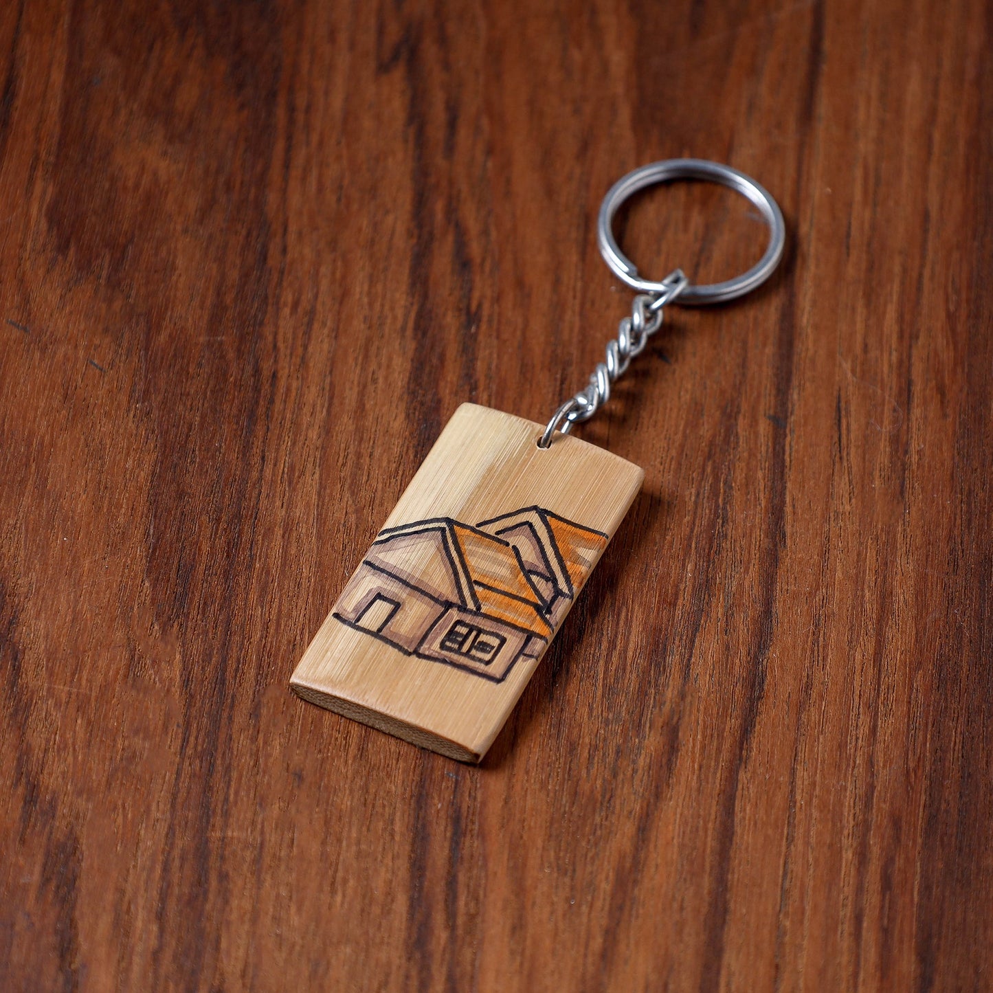  Kerala Handpainted Bamboo Keychain 