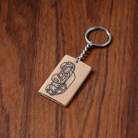  Kerala Handpainted Bamboo Keychain 