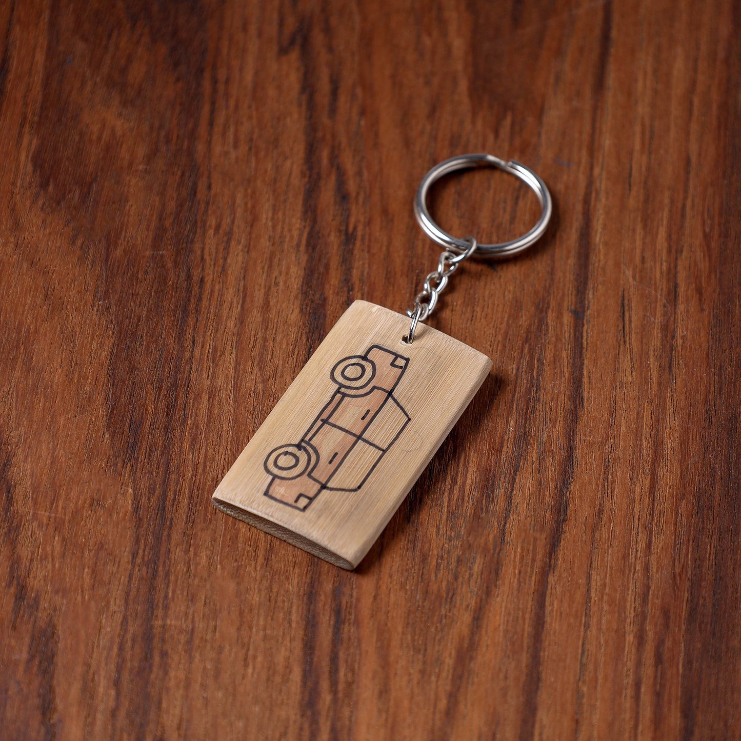  Kerala Handpainted Bamboo Keychain 