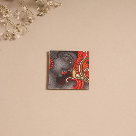 Kerala mural handpainted wooden fridge magnet 02