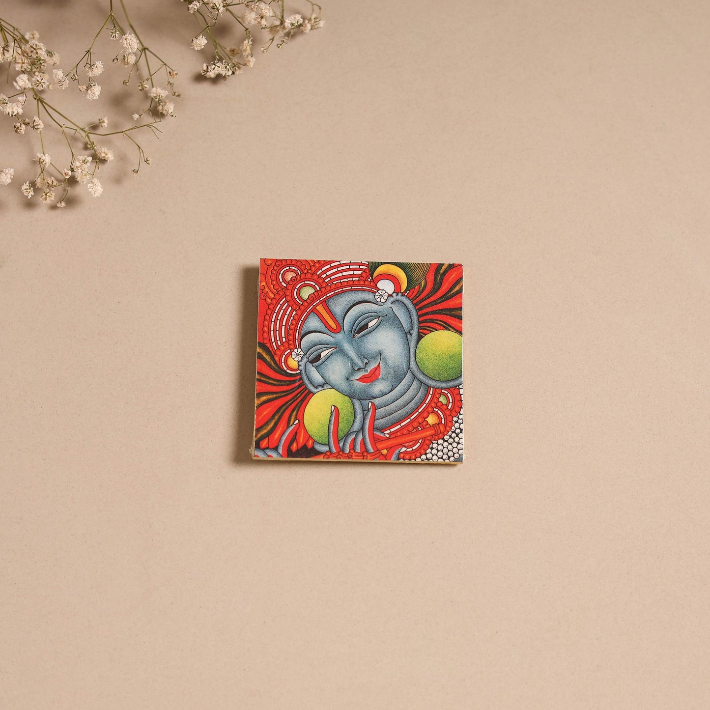 Kerala mural handpainted wooden fridge magnet 04