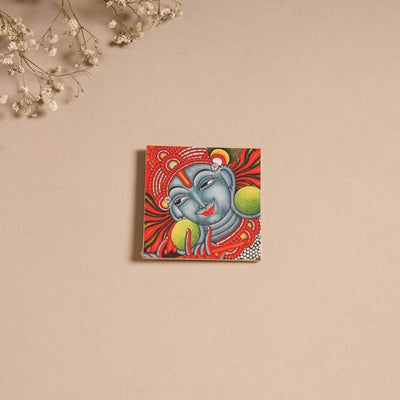 Kerala mural handpainted wooden fridge magnet 04