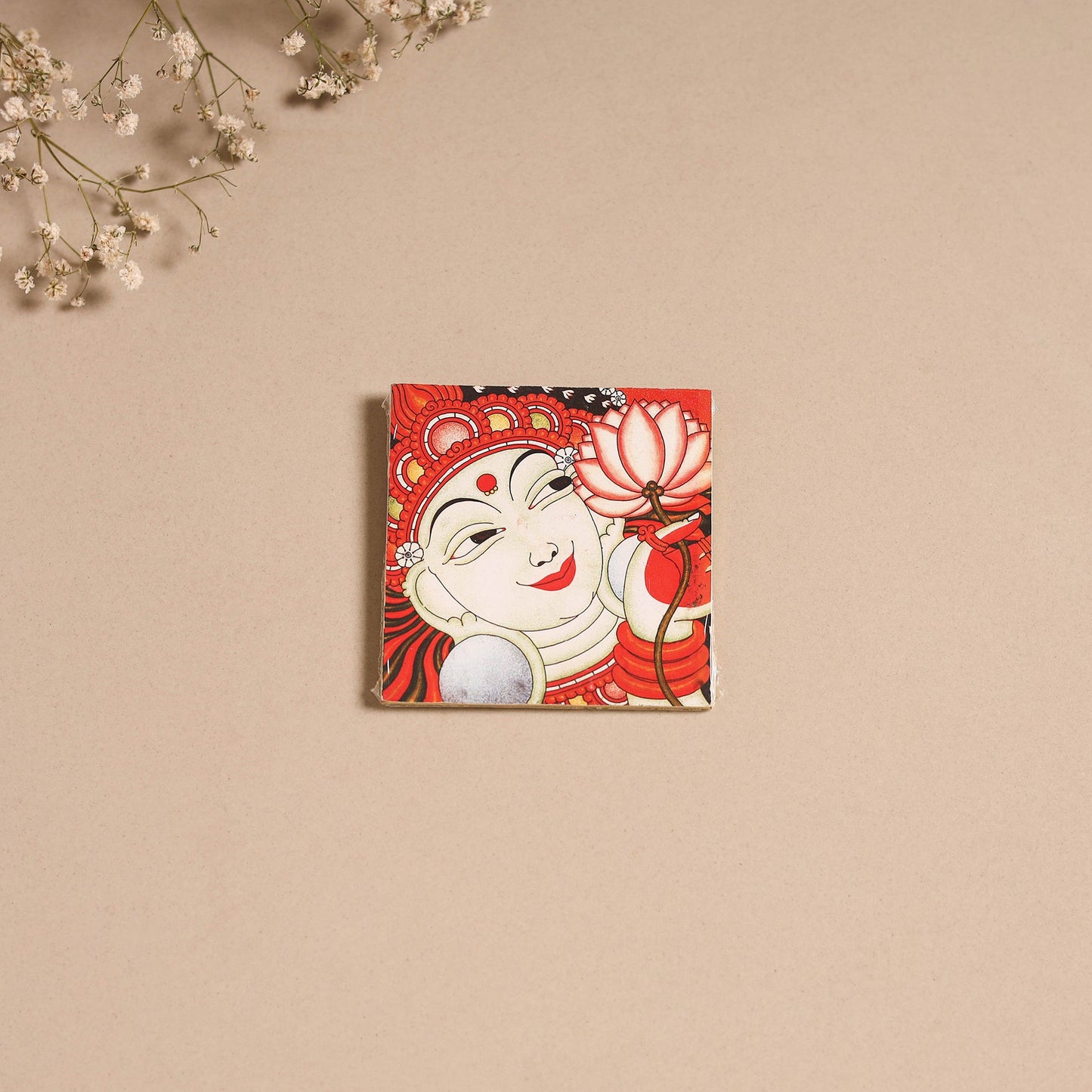 Kerala mural handpainted wooden fridge magnet 06