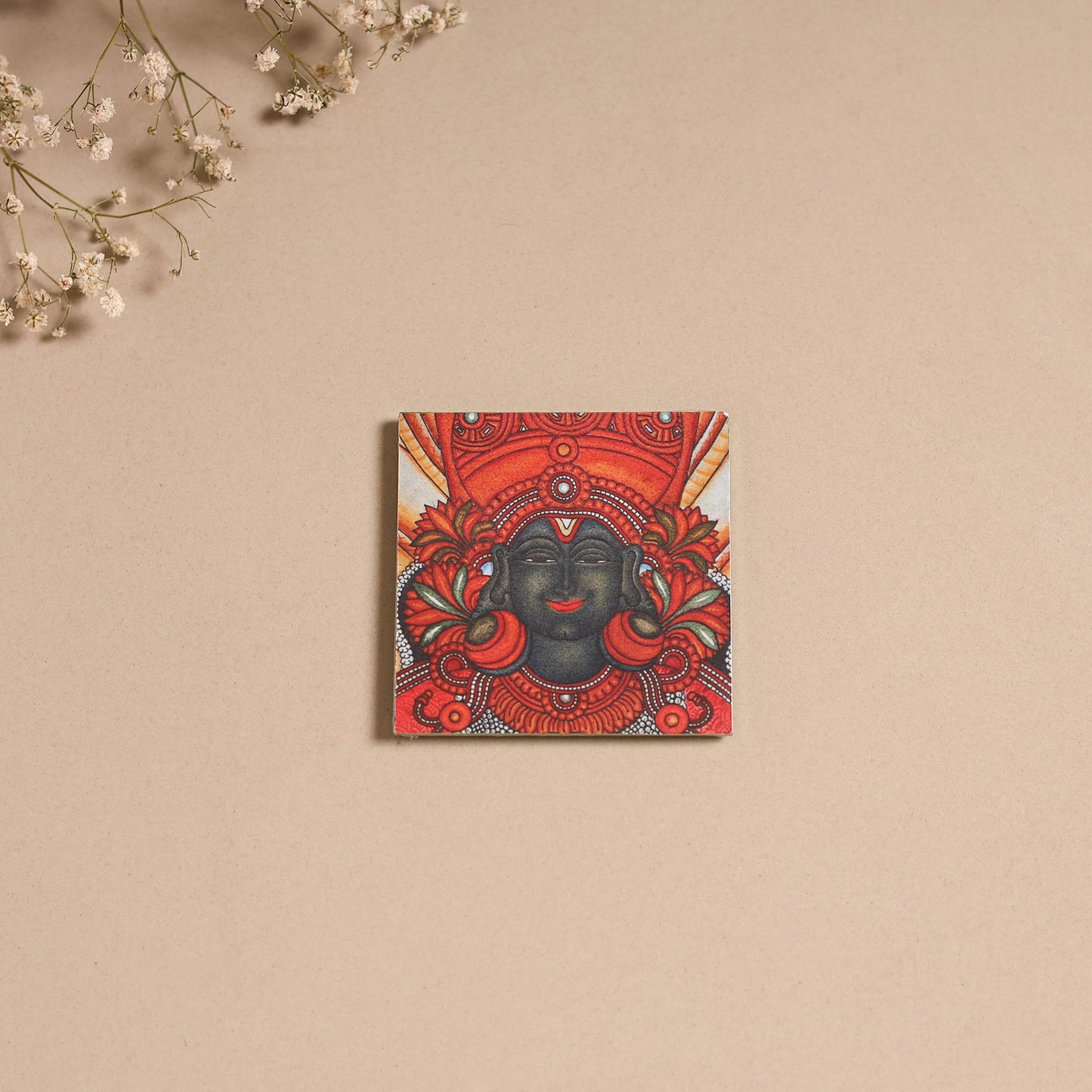 Kerala mural handpainted wooden fridge magnet 08