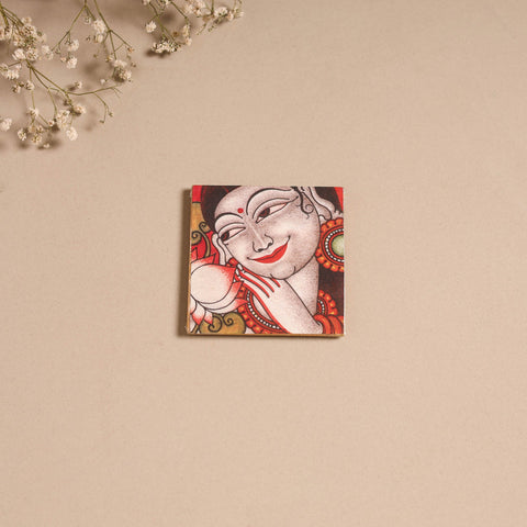 Kerala mural handpainted wooden fridge magnet 09