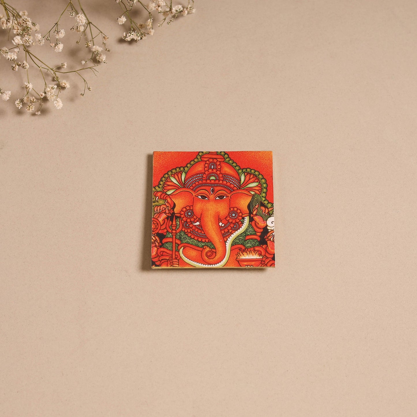 Kerala mural handpainted wooden fridge magnet 13