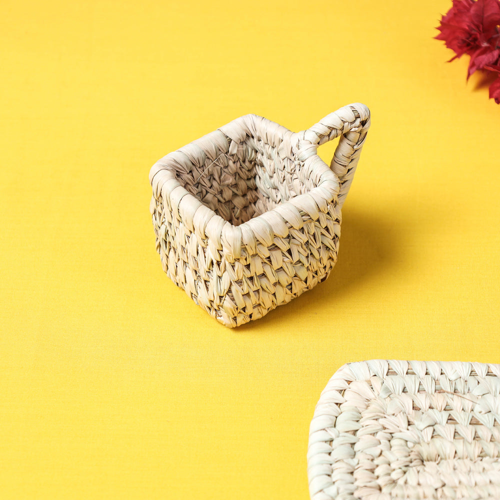  खजुरी Handmade Multipurpose Date-Palm Leaves Decor Cup Plate 