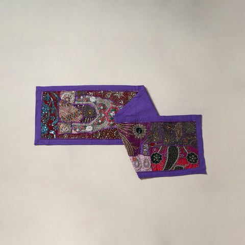 Khambadiya patchwork beadwork table runner (60 x 16 in) 08