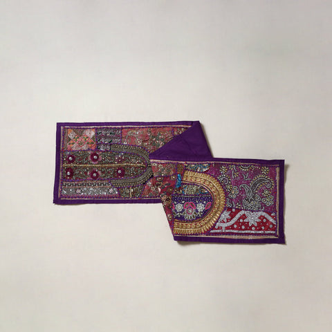 Khambadiya patchwork beadwork table runner (60 x 16 in) 10