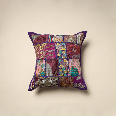 Khambadiya patchwork hand embroidery cushion cover (16 x 16