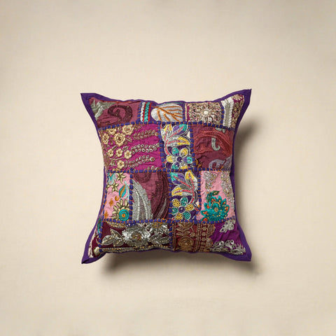 Khambadiya patchwork hand embroidery cushion cover (16 x 16