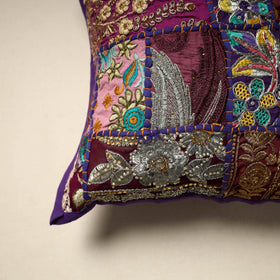 Khambadiya patchwork hand embroidery cushion cover (16 x 16