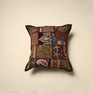 Khambadiya patchwork hand embroidery cushion cover (16 x 16