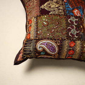 Khambadiya patchwork hand embroidery cushion cover (16 x 16