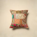 Khambadiya patchwork hand embroidery cushion cover (16 x 16