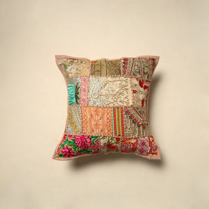 Khambadiya patchwork hand embroidery cushion cover (16 x 16