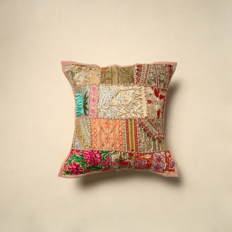 Khambadiya patchwork hand embroidery cushion cover (16 x 16