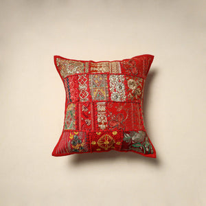 Khambadiya patchwork hand embroidery cushion cover (16 x 16