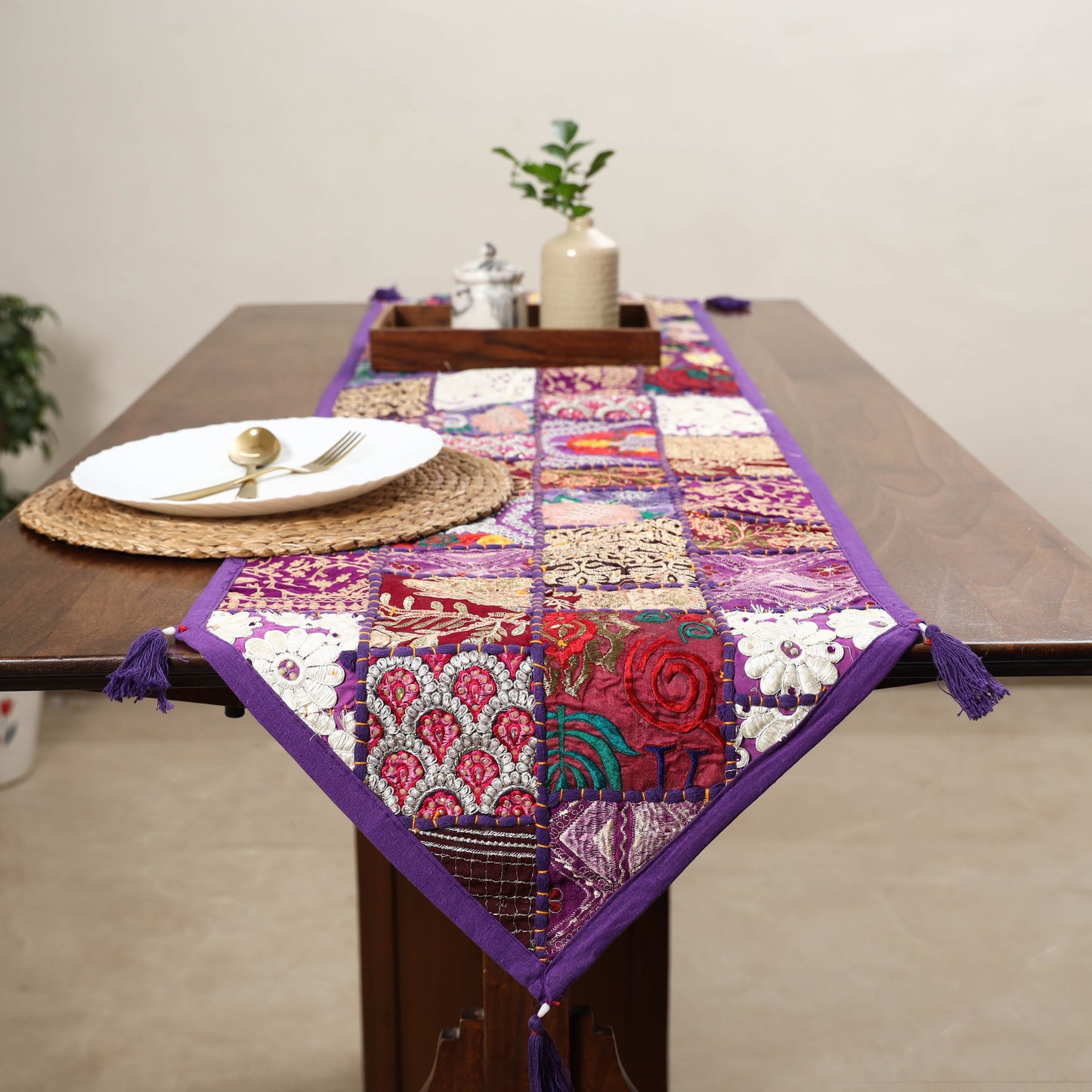 Khambadiya patchwork table runner (71 x 16 in) 08