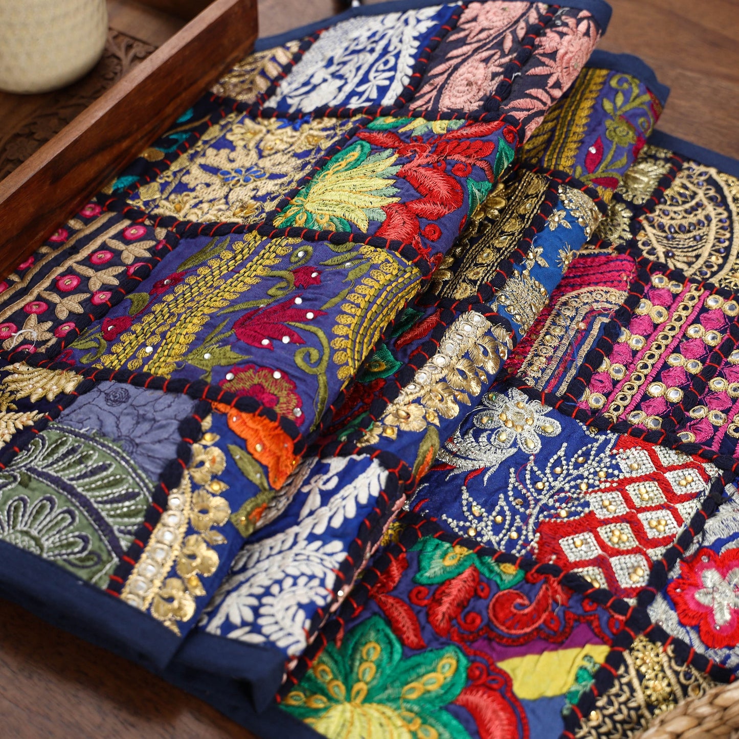 Khambadiya patchwork table runner (71 x 16 in) 10