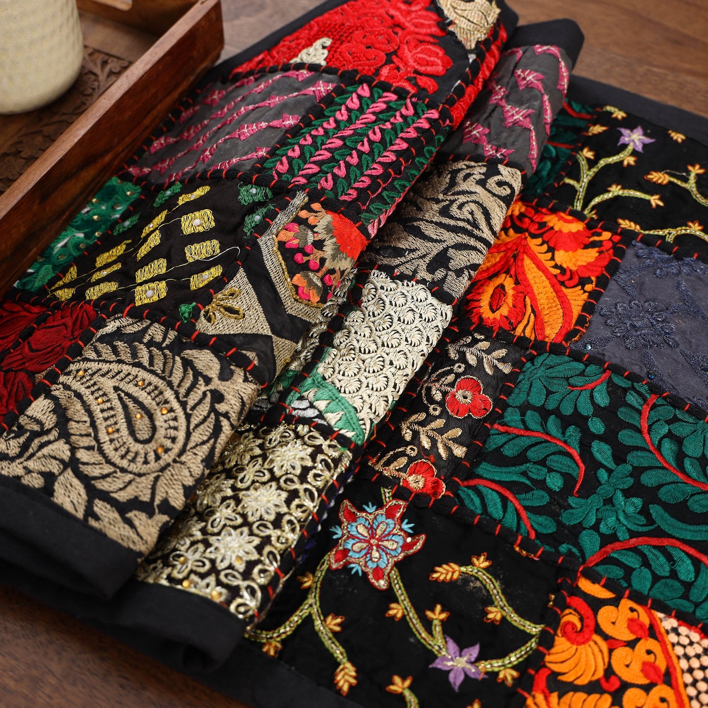 Khambadiya patchwork table runner (71 x 16 in) 12