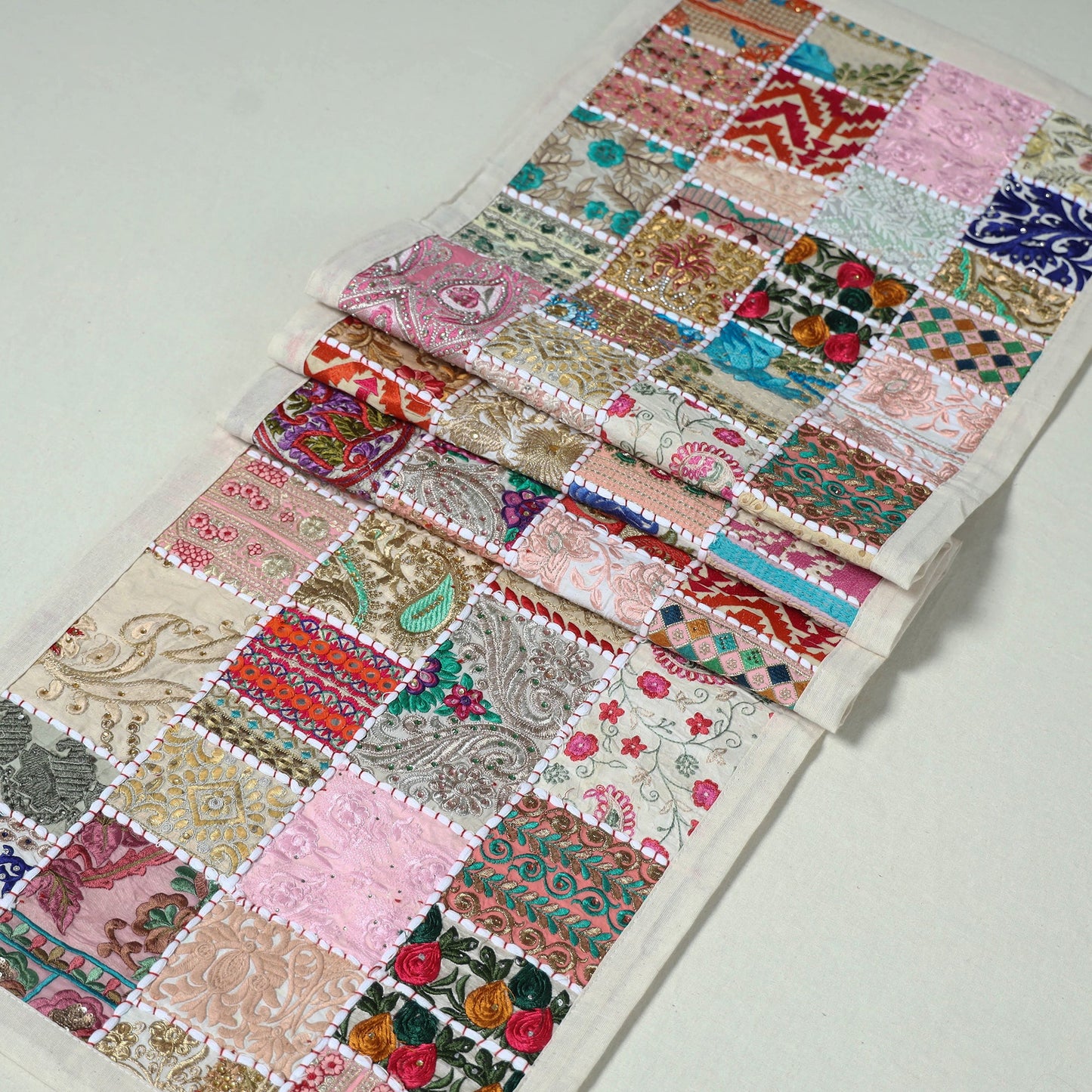 Khambadiya patchwork table runner (73 x 17 in) 09