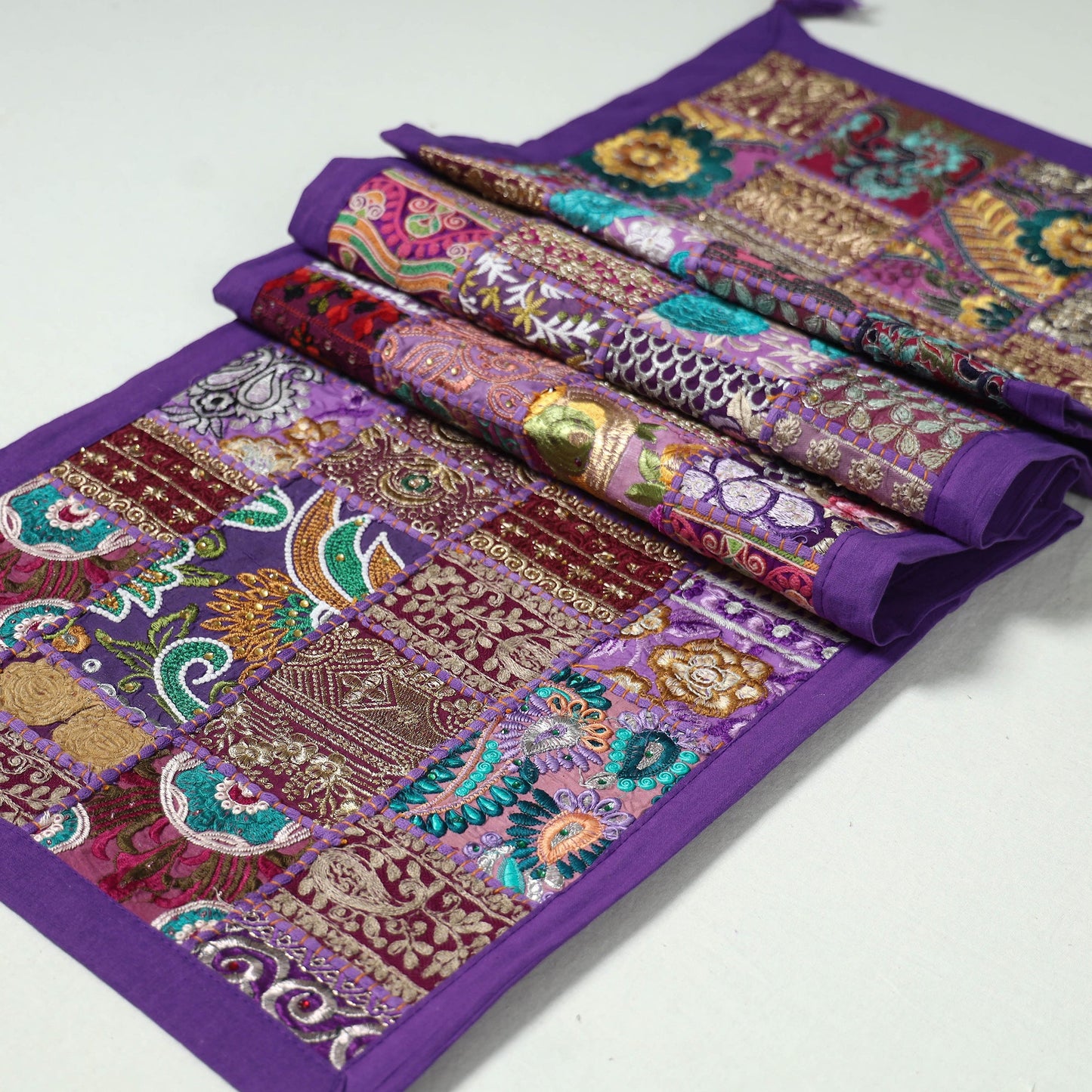 Khambadiya patchwork table runner (73 x 17 in) 10