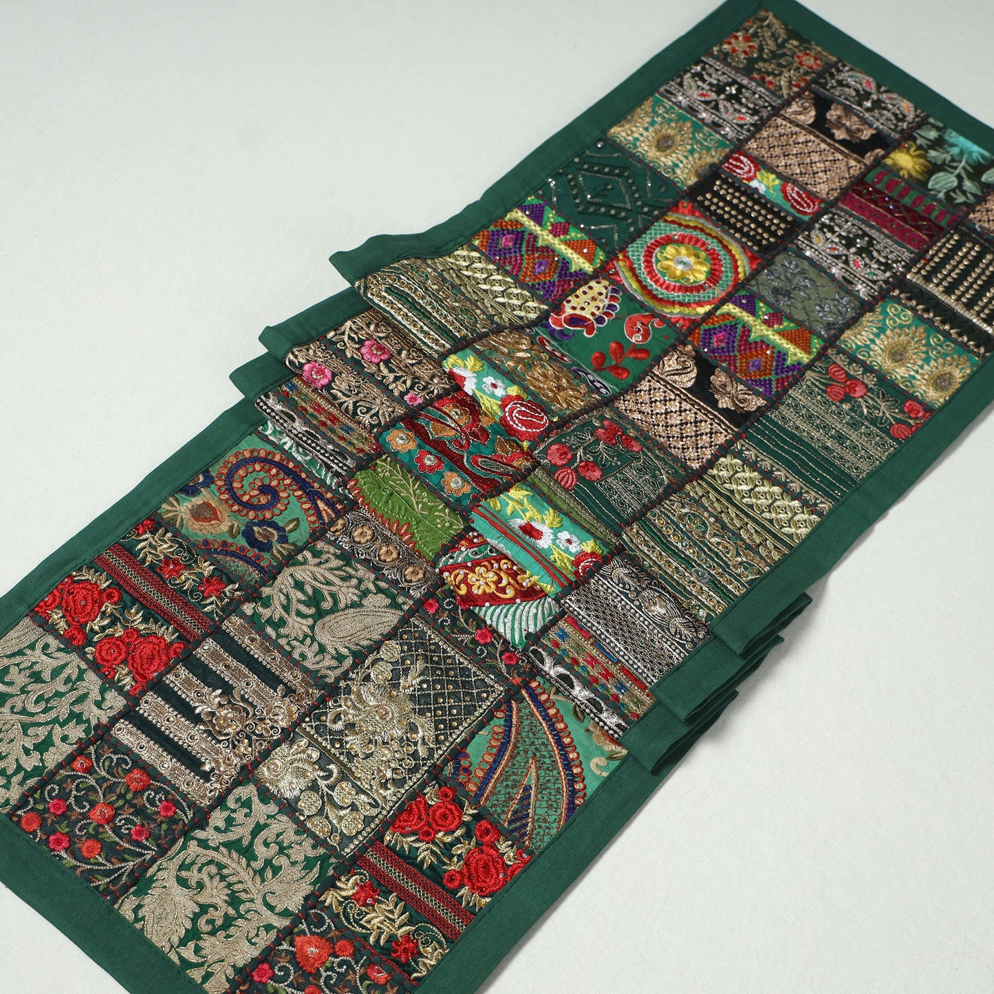 Khambadiya patchwork table runner (73 x 17 in) 12