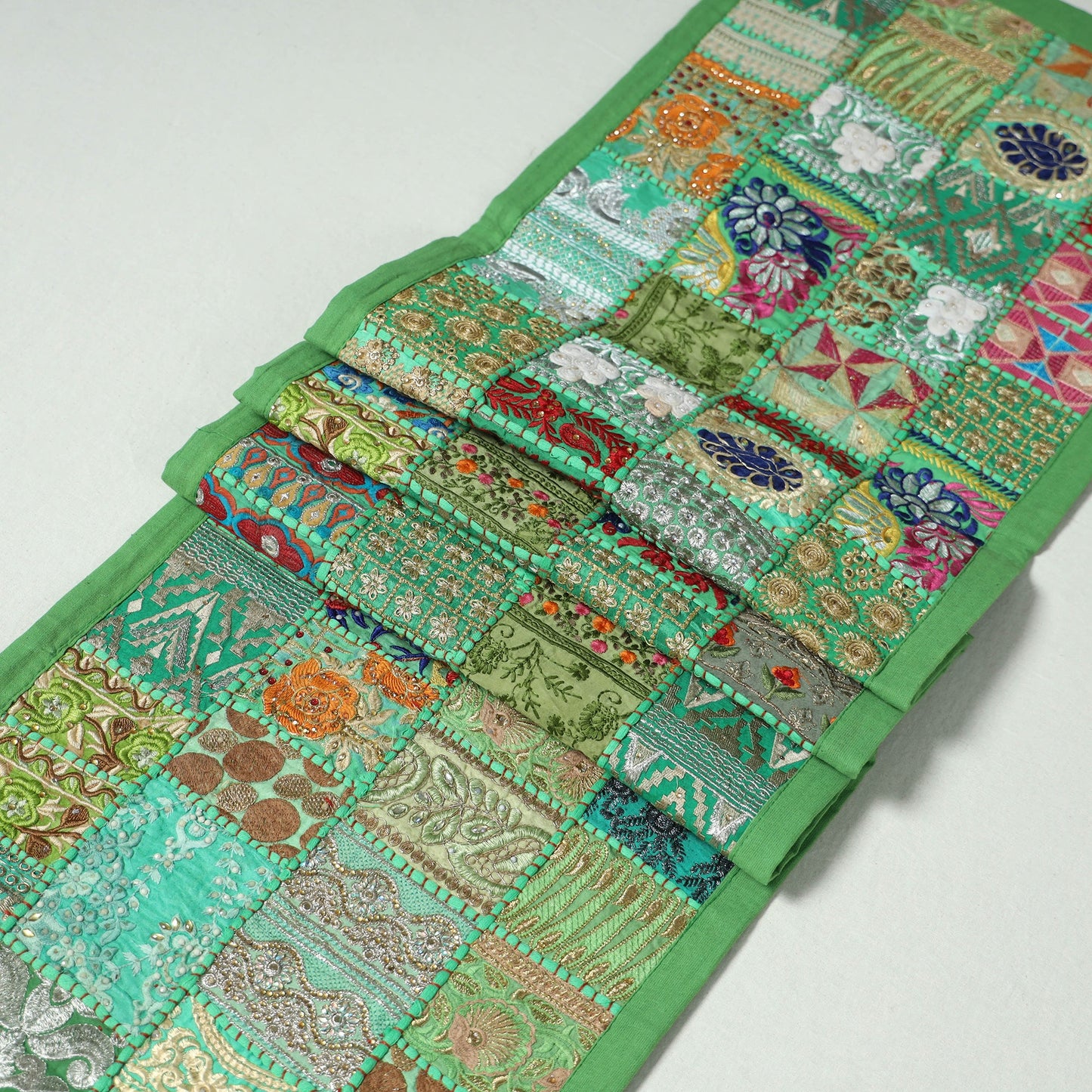 Khambadiya patchwork table runner (73 x 17 in) 13