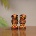  King & Queen Burdwan Wood Handpainted Sculpture Set